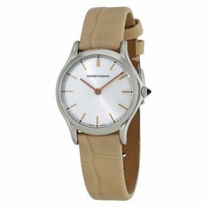 Emporio ARS7005 Classic Silver Dial Analog Display Leather Ladies Watc