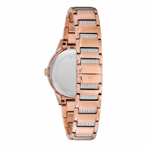 Bulova 98L247 Turnstyle Rosegold Tone Crystal Accent Blue Mother Of Pe