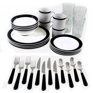 Gibson 43901.32 Home Total Kitchen Essex 32 Piece Stoneware And Stainl