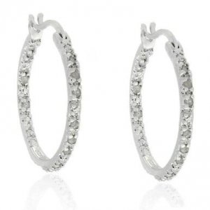 Earrings 5305 Tdw 0.25 Ct. Diamond Sterling Silver Hoop