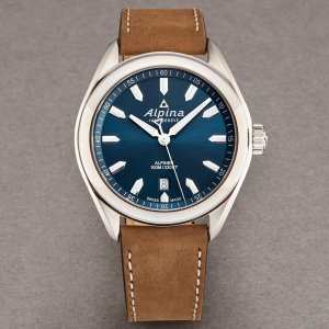 Brav AL240NS4E6 Alpina Men's  'alpiner' Blue Dial Brown Leather Strap 