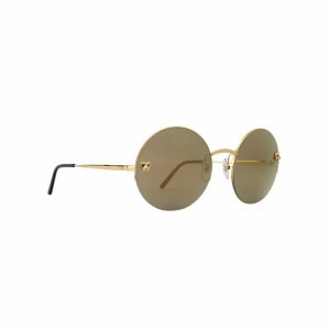 Glop CT0022S-002 Cartier Ct0022s-002 Gold Round Gold Mirror Lens Women