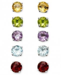 Earrings 5301 Multi-stone Interchangeable Vt Sterling Silver Stud  Set