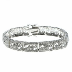 Joyswag OSB405 Finesque Sterling Silver 110ct Tdw Diamond Filigree Flo