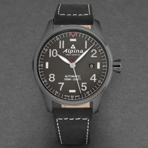 Brav AL525G4TS6 Alpina Men's  'startimer Pilot' Grey Dial Black Leathe