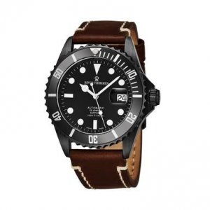 Revue 17571.2577 17571.2577 Diver Xl Black Dial Men's Brown Leather Au