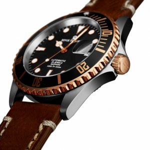 Revue 17571.2557 17571.2557 Diver Black Dial Light Brown Leather Swiss