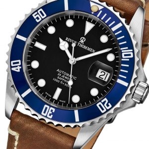 Revue 17571.2535 17571.2535 Diver Black Dial Men's Brown Leather Autom