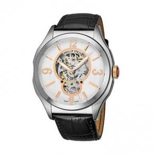 Philip 17ASKFWCSTAN Prestige White Rosegold Dial Men's Black Leather W