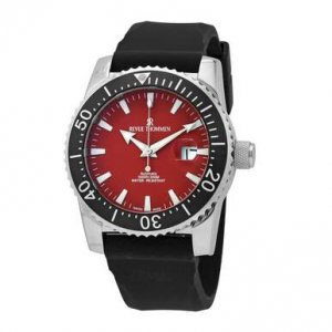 Revue 17030.2536 17030.2536 Diver Red Dial Men's Black Rubber Automati