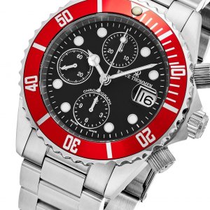 Revue 17571.6136 17571.6136 Diver Stainless Steel Red Bezel Black Dial