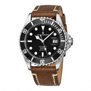 Revue 17571.2537 17571.2537 Diver Black Dial Brown Suede Leather Swiss