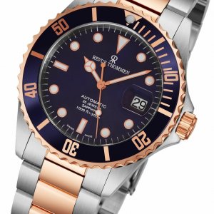 Revue 17571.2155 17571.2155 Diver Blue Dial Two Tone Rosegold Stainles