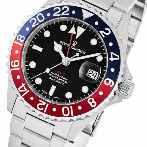 Revue 17572.2135 Diver Gmt Silver Stainless Steel Black Dial Automatic