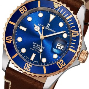 Revue 17571.2555 17571.2555 Diver Xl Blue Dial Brown Leather Men's Aut