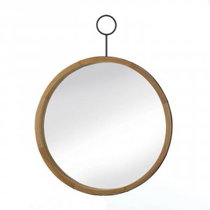 Nikki 5001002 Eva Round Wood-frame Mirror With Round Hook