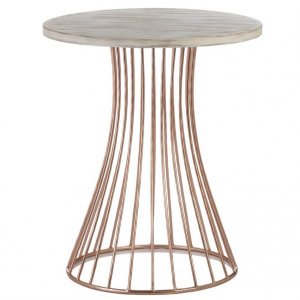 Nikki 5001040 Rose Gold Accent Table With Whitewash Top