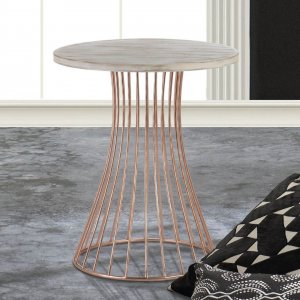 Nikki 5001040 Rose Gold Accent Table With Whitewash Top