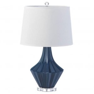 Nikki 5001011 Blue And White Porcelain Table Lamp With Linen Shade