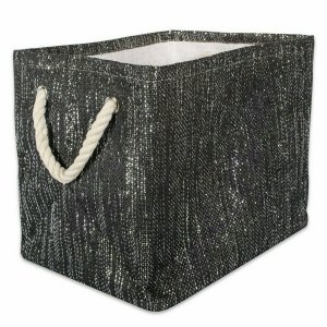 Dii CAMZ36827S Black And Silver Woven Paper Bin With Rope Handles - 9 