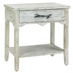 Nikki 5001041 Distressed Wood End Table With Metal Twig Handle