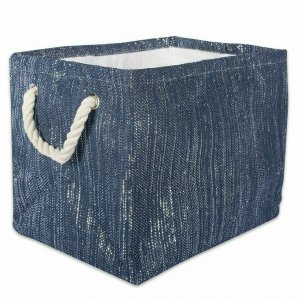 Dii CAMZ36850S Navy And Silver Woven Paper Bin With Rope Handles - 12 