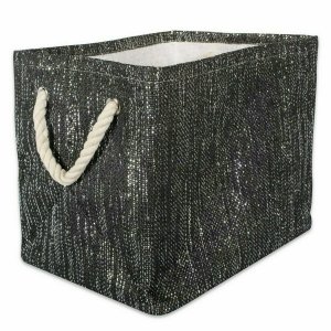 Dii CAMZ36828S Black And Silver Woven Paper Bin With Rope Handles - 12