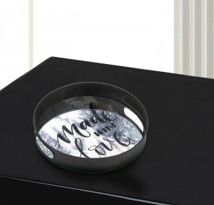 Nikki 5001093 Made With Love Round Mirrored Metal Tray - 12 Inches