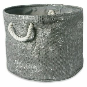 Dii CAMZ36837S Gray And Silver Round Woven Paper Bin With Rope Handles