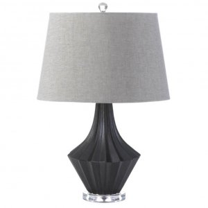 Nikki 5001010 Black And Gray Porcelain Table Lamp With Linen Shade