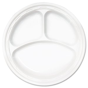 Dart 9CPWF Plate,3 Compartment,wh