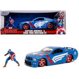 Jada JA31187 2006 Ford Mustang Gt With Captain America Diecast Figurin