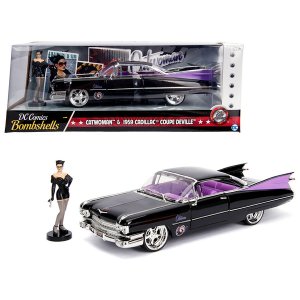 Jada 30458 1959 Cadillac Coupe Deville Black With Catwoman Diecast Fig