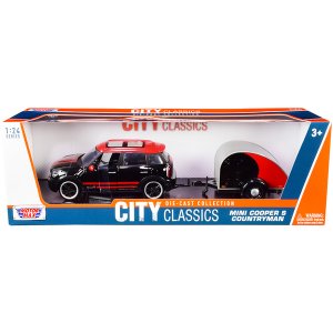 Motormax 79762 Mini Cooper S Countryman With Travel Trailer Black And 