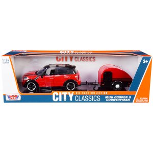 Motormax 79761 Mini Cooper S Countryman With Travel Trailer Red And Bl