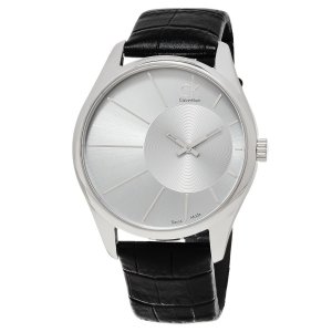 Brav K0S21120 Calvin Klein Men's  'deluxe' Silver Dial Black Leather S