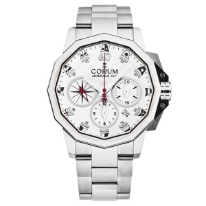 Brav A753/04257 Corum Men's  'admiral Cup' Chronograph White Dial Stai