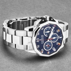 Brav A753/04237 Corum Men's  'admiral Cup' Chronograph Blue Dial Stain