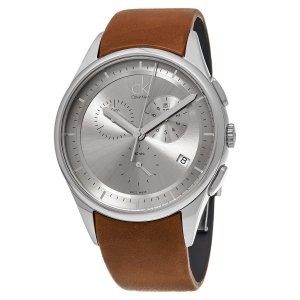 Brav K2A27141 Calvin Klein Men's  'basic' Grey Dial Brown Leather Stra