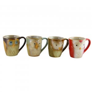 Gibson 85223.01 Owl City 17 Ounce 4 Piece Owl Shape Mug Set