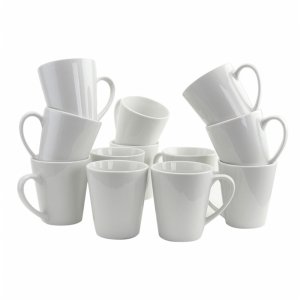 Gibson 108048.01 Home Noble Court 12 Oz. Mug Set In White, Set Of 12