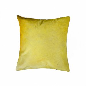 Homeroots.co 316660 18 X 18 X 5 Yellow Cowhide - Pillow