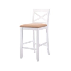 Homeroots.co 376984 Set Of 2 - 43 White Wood Finish With Tan Fabric Up