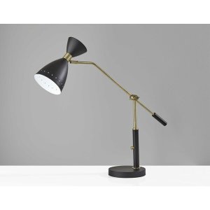 Homeroots.co 372896 Brass Cinch Black Metal Adjustable Desk Lamp