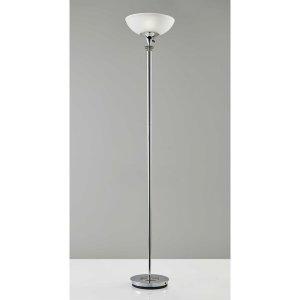 Homeroots.co 372742 Modern Chrome Thick Pole Torchiere Floor Lamp