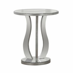 Homeroots.co 333268 20 X 20 X 24 Silver  End Table With A Mirror Top