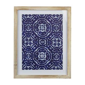 Homeroots.co 376645 Indigo And White Batik Print Framed Wall Art