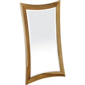 Homeroots.co 376660 Modern Curves Solid Teak Wall Mirror In Natural Fi