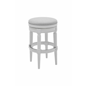 Homeroots.co 380066 Bar Height Round Backless Stool In  White Fabric