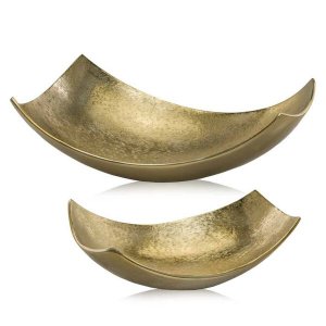 Homeroots.co 354616 Brushed Gold Large Scoop Bowl